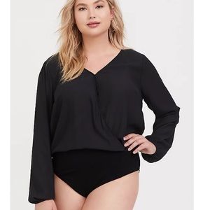 Torrid | NEW Black Chiffon Surplice Bodysuit